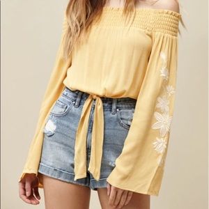 LA Hearts Embroidered Long Sleeve Top